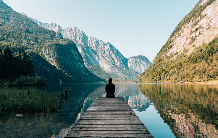 Man appreciating nature